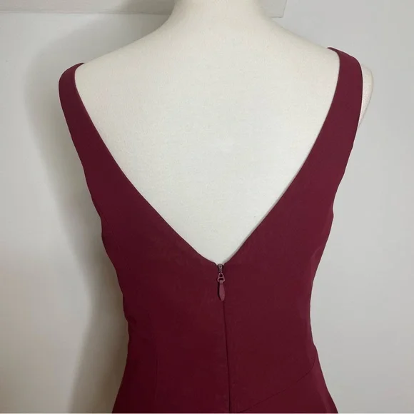 Azazie Floor Length Chiffon Kori Bridesmaid Dress in Cabernet Size 2 - Picture 8 of 10